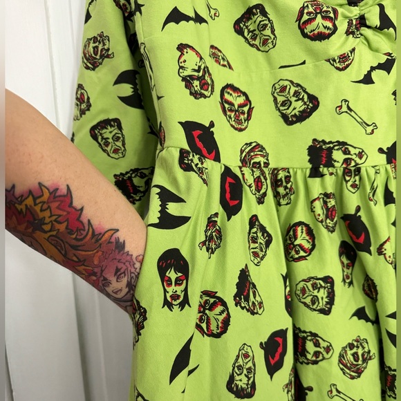 Monster Print Wicked Swing Dress Micheline Pitt Vixen 2XL - Picture 4 of 7